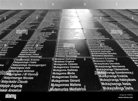 Names Of Known Victims Of The 1994 Rwandan Genocide Line The Walls Of The Kigali Genocide