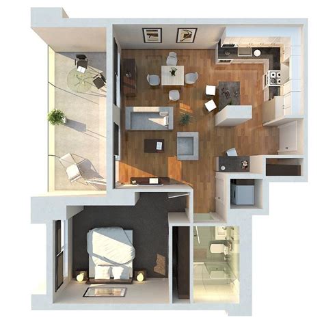 50 One “1” Bedroom Apartmenthouse Plans Architecture And Design