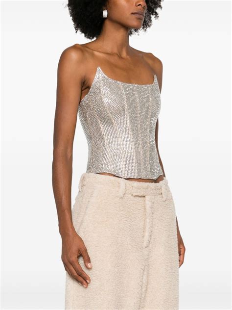 Giuseppe Di Morabito Rhinestone Embellished Bustier Top Neutrals