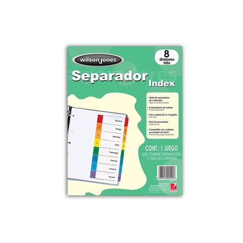 SEPARADOR WILSON JONES P1346 TAMAÑO CARTA CON 8 DIVISIONES DE PAPEL CON