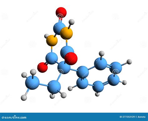 3D Image Of Phenobarbital Skeletal Formula Stock Illustration