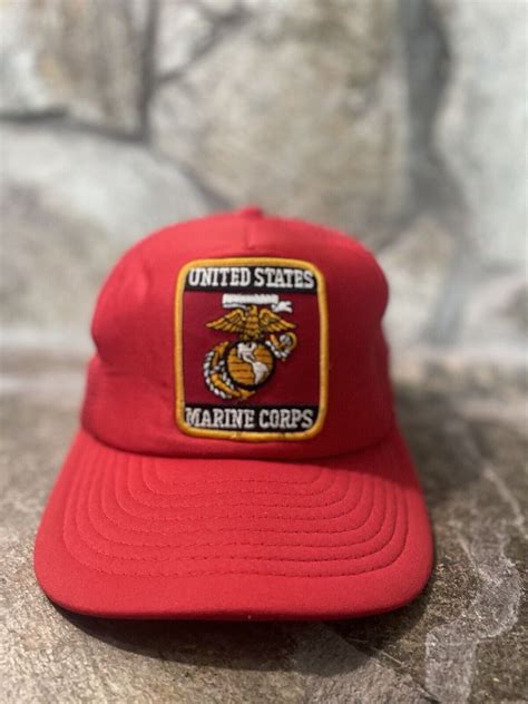 Vintage Usmc United States Marine Corps Red Snapback Gem