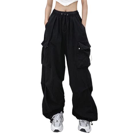 Womens Baggy Cargo Pants Streetwear Hop Joggers Sweatpants Drawstring