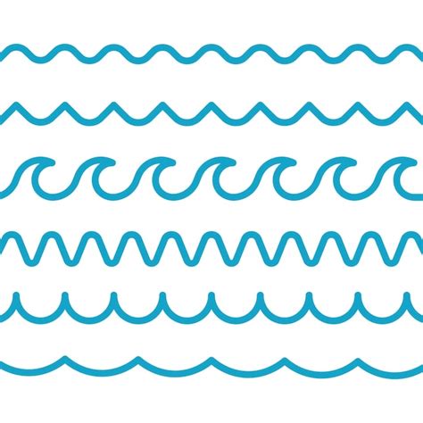 Premium Vector Vector Set Of Water Wave Line Drawings