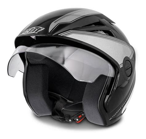 Capacete Ebf Aberto Thunder Open Classic Preto E Prata R 89 90 Em