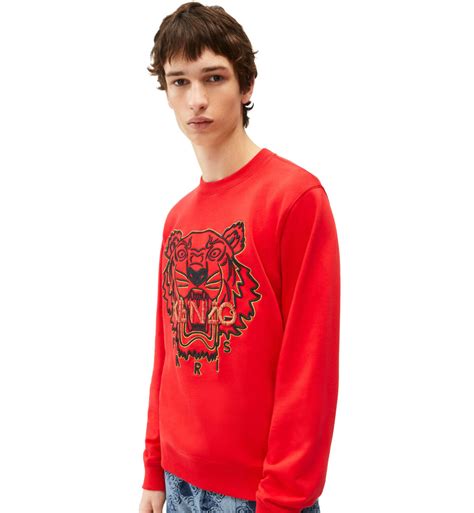 Kenzo Black Gold Embroidered Tiger Logo Red Sweatshirt The Factory Kl