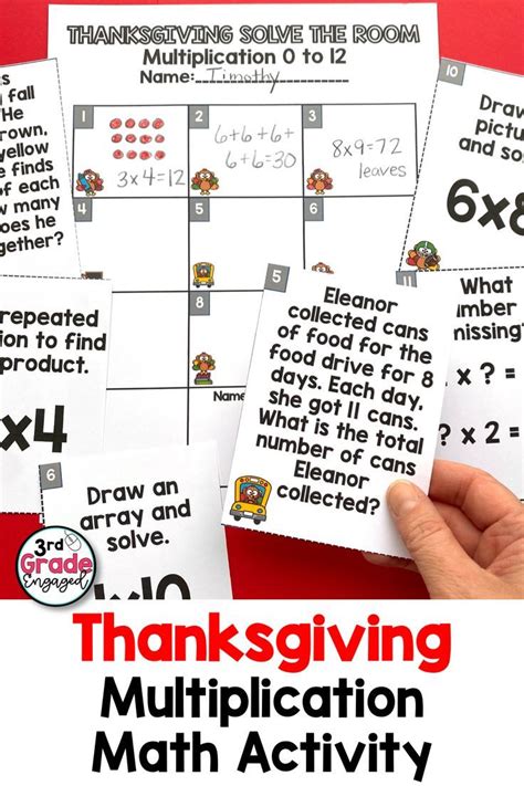 Thanksgiving Multiplication Solve The Room Math Activity Math