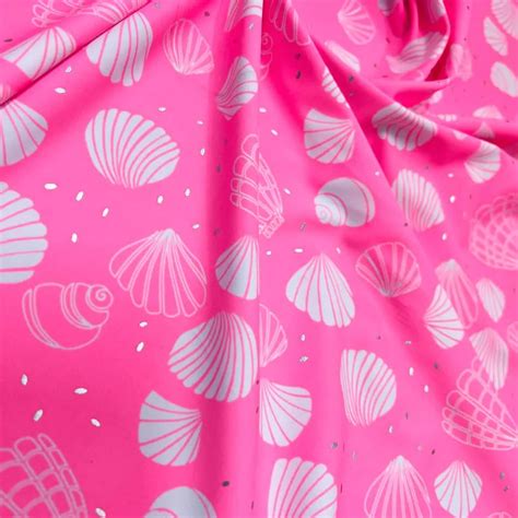 Pink Clam Shell Print Nylon Spandex Fabric 4 Way Stretch By Yard For Swimwear Dancewear Gymwear