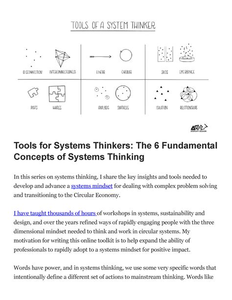 Tools For Systems Thinkers The 6 Fundamental Concepts Of Systems Thinking I Have Taught