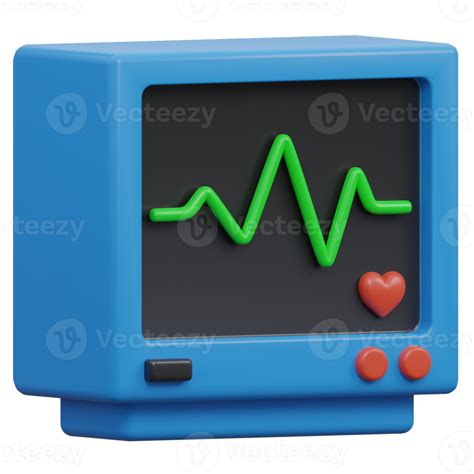 Ecg Machine 3d Render Icon Illustration With Transparent Background