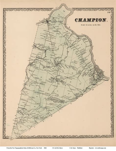 Old Maps of Jefferson County New York Towns 1864