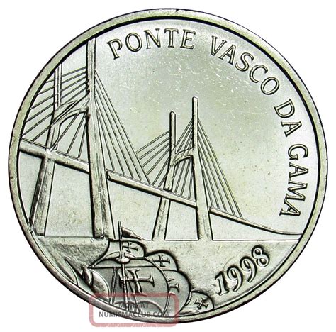 Portugal 500 Escudos Silver Coin 1998 Km 705 Vasco Da Gama Bridge A3