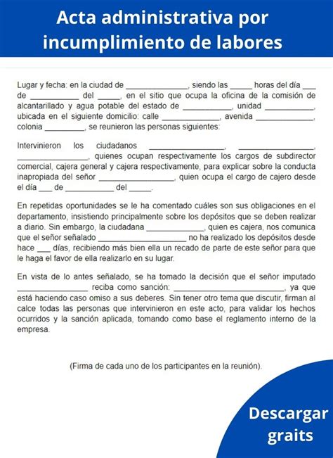 Formato De Como Hacer Un Acta Administrativa Laboral Procedimiento