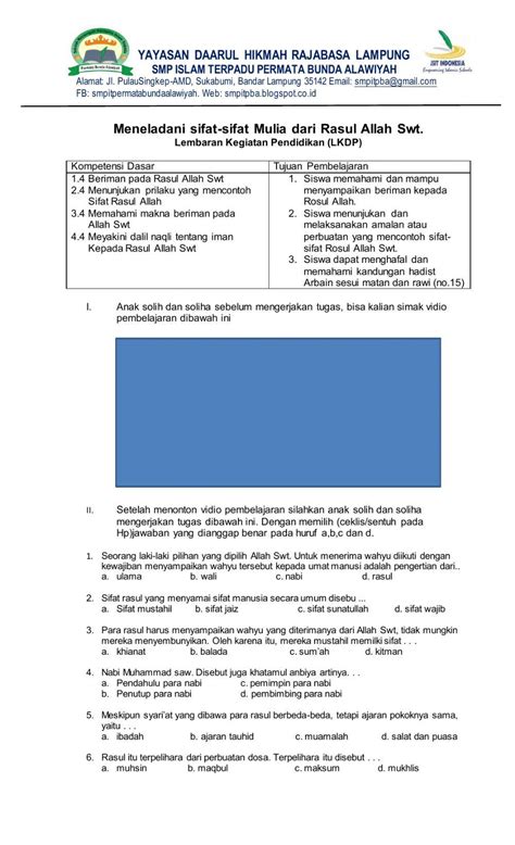 Meneladani Sifat Rasul Allah Swt Worksheet Live Worksheets