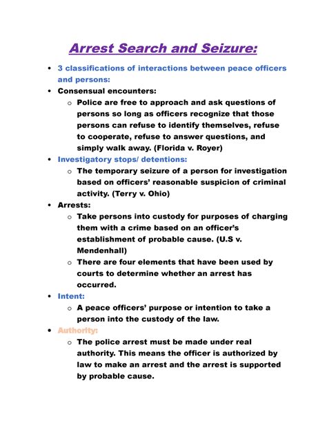 Arrest Search And Seizure Copy Arrest Search And Seizure 3 Classifications Of Interactions