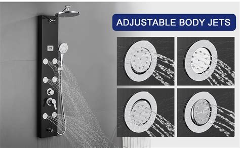 Rovate Rainfall Shower Panel Tower Modern 304 Stainless Steel Shower