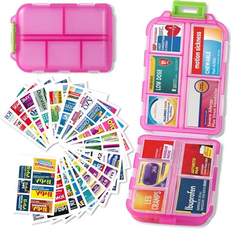 Zuihug 1pack Travel Pill Organizer 10 Compartments Pill