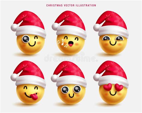 Christmas Emojis Characters Vector Set Design Christmas Emoji