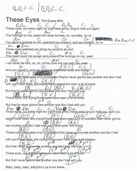 Song Lyrics With Guitar Chords For Lying Eyes