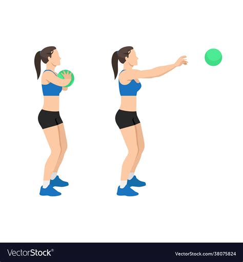 Woman Doing Medicine Ball Chest Pass Exercise Vector Image