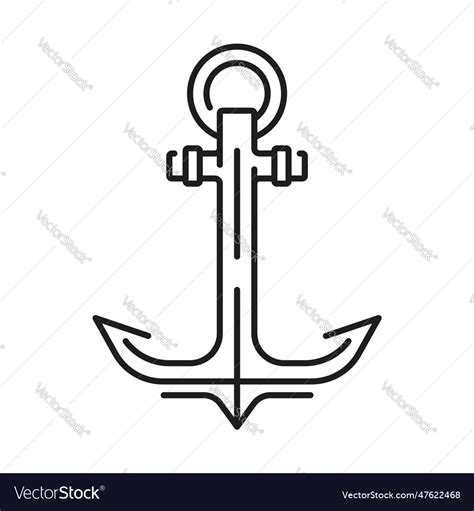 Naval Or Sea Travel Ship Anchor Thin Line Icon Vector Image