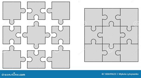 Set Elements Of Puzzle Jigsaw Puzzle Blank Vector To Create