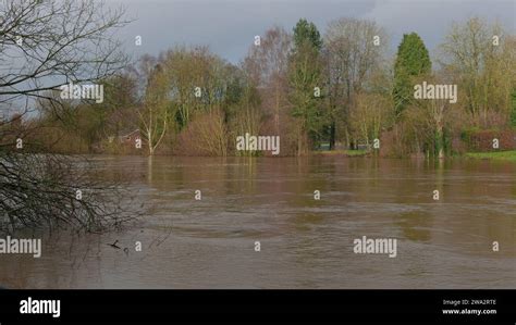 The River Severn In Flood At Bewdley Worcestershire Uk December