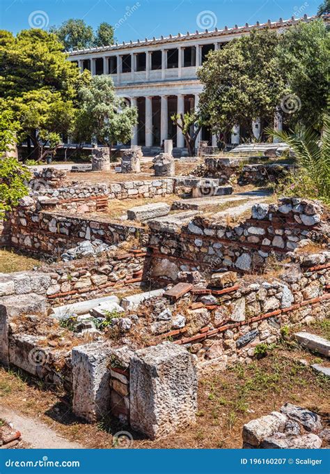 Ancient Agora In Athens Greece Old Greek Ruins And Stoa Of Attalos In