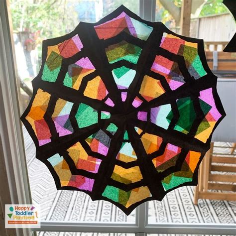 Spider Web Suncatcher Craft for Kids Happy Toddler Playtime 教育