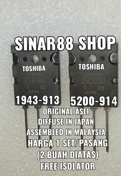 Jual TR TRANSISTOR TOSHIBA 2SA1943 1943 2SC5200 5200 FINAL ORI ASLI Di