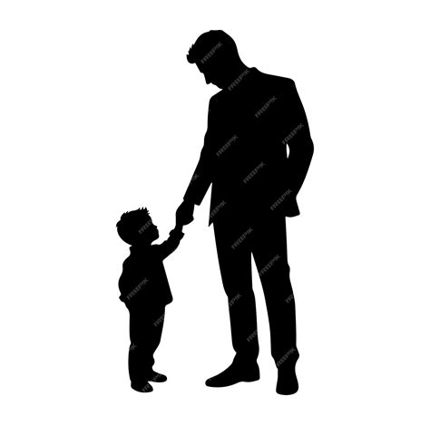 Father And Son Happy Fathers Day Silhouette Vector Premium Ai