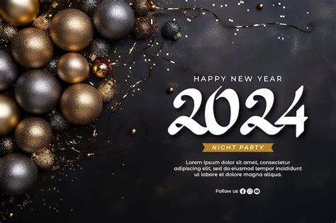 Feliz año nuevo plantilla de banner nuevo año publicación de medios