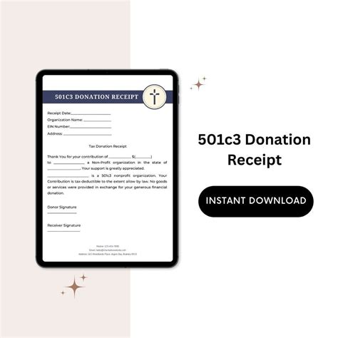 501c3 Donation Receipt Template Printable Pdf Word Pack Etsy