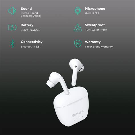 Buy Defunc True Audio Tws Earbuds Ipx4 Waterproof 13mm Optimised Driver White Online Croma