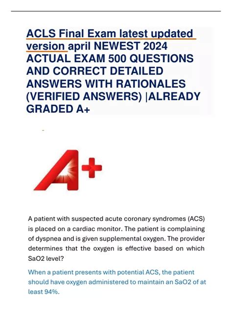 ACLS Final Exam Latest Updated Version April NEWEST 2024 ACTUAL EXAM