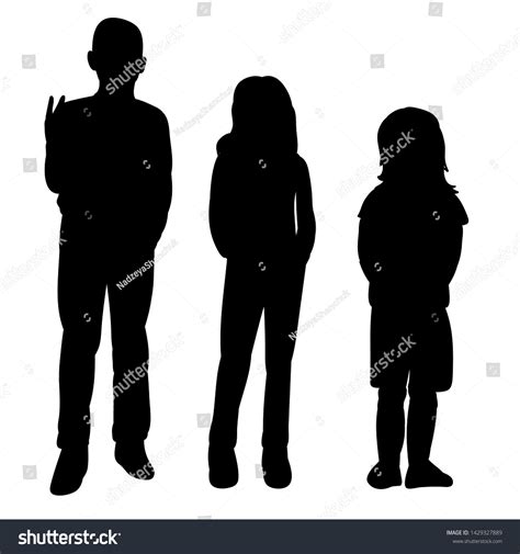 Isolated Vector Black Silhouette Children Stock Vector (Royalty Free ...