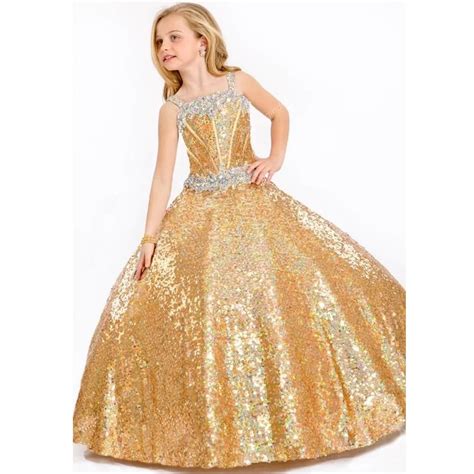 Hot Sale Gold Sequins Ball Gown Flower Girl Dresses 2017 Custom Pageant