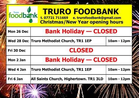 Christmasnew Year Opening Hours Truro Foodbank