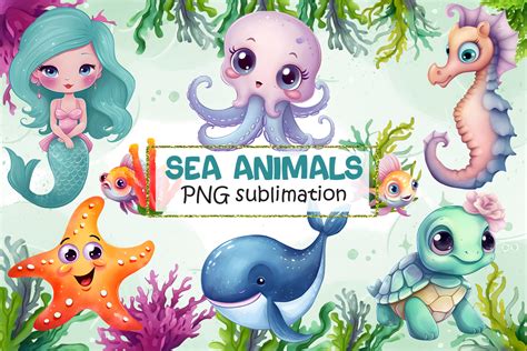 Sea Animals Png Graphic By Artistry Alley · Creative Fabrica