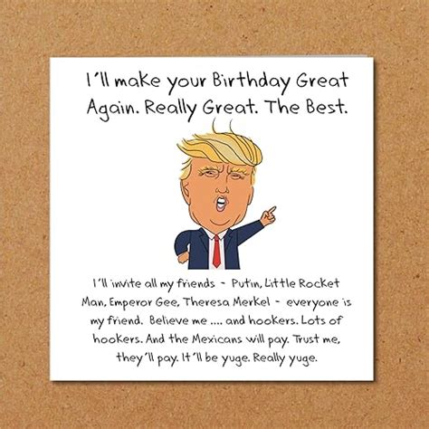 Donald Trump Birthday Card Make America Great Again Theme Funny Humorous And Amusing