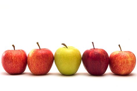 Best Apple In A Row Standing Out From The Crowd Red Stock Photos