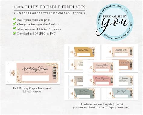 Editable Birthday Voucher Template Bundle Surprise Birthday - Etsy