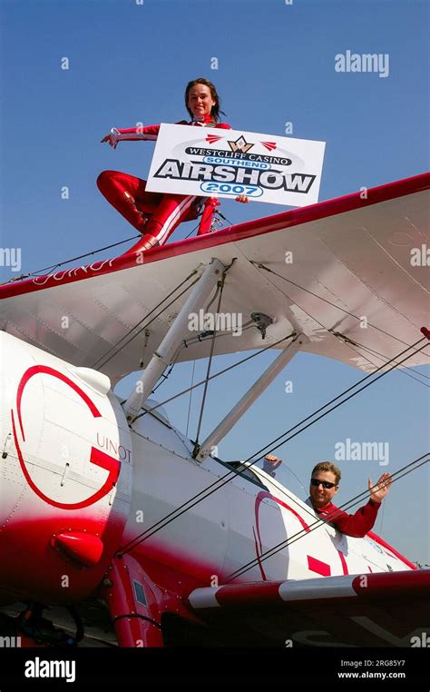 Sarah Tanner Wingwalker With Aerosuperbatics Wingwalking Team On