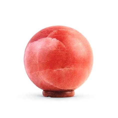 Lampada Di Sale Rosa Dell Himalaya A Forma Di Sfera Con Base In Legno