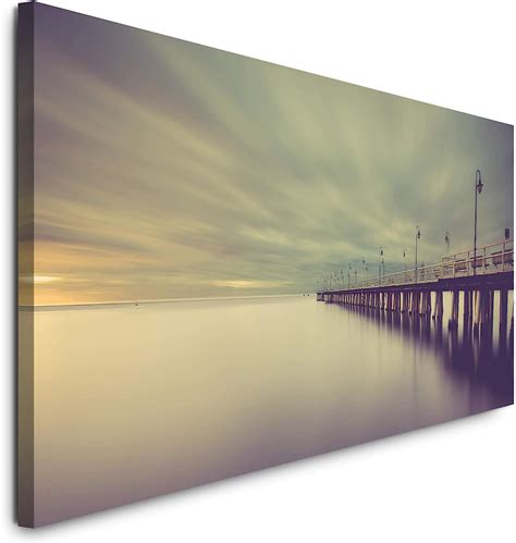 Paul Sinus Art GmbH Vintage Brücke 120x 50cm Panorama Leinwand Bild XXL