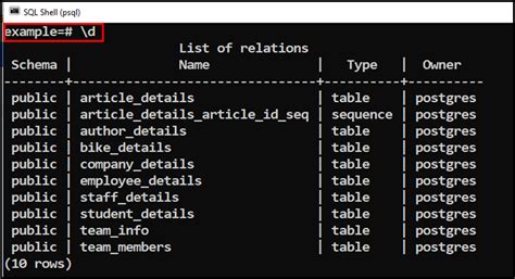 How To Describe A Table In Postgresql Commandprompt Inc