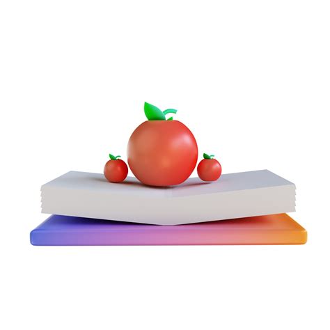 3D illustration colorful apple and book 10851065 PNG