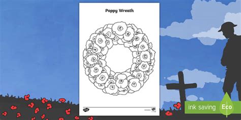 Poppy Wreath Template - Colouring | Resources | Twinkl