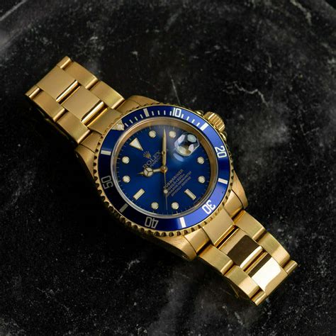 Rolex 16618 Submariner 18k Yellow Gold Blue Watch Review Atelier Yuwa Ciao Jp