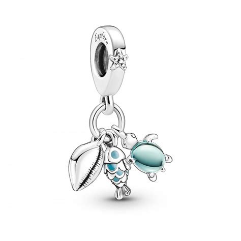 Pandora Fish Sea Turtle And Conch Triple Dangle Charm 791697c01